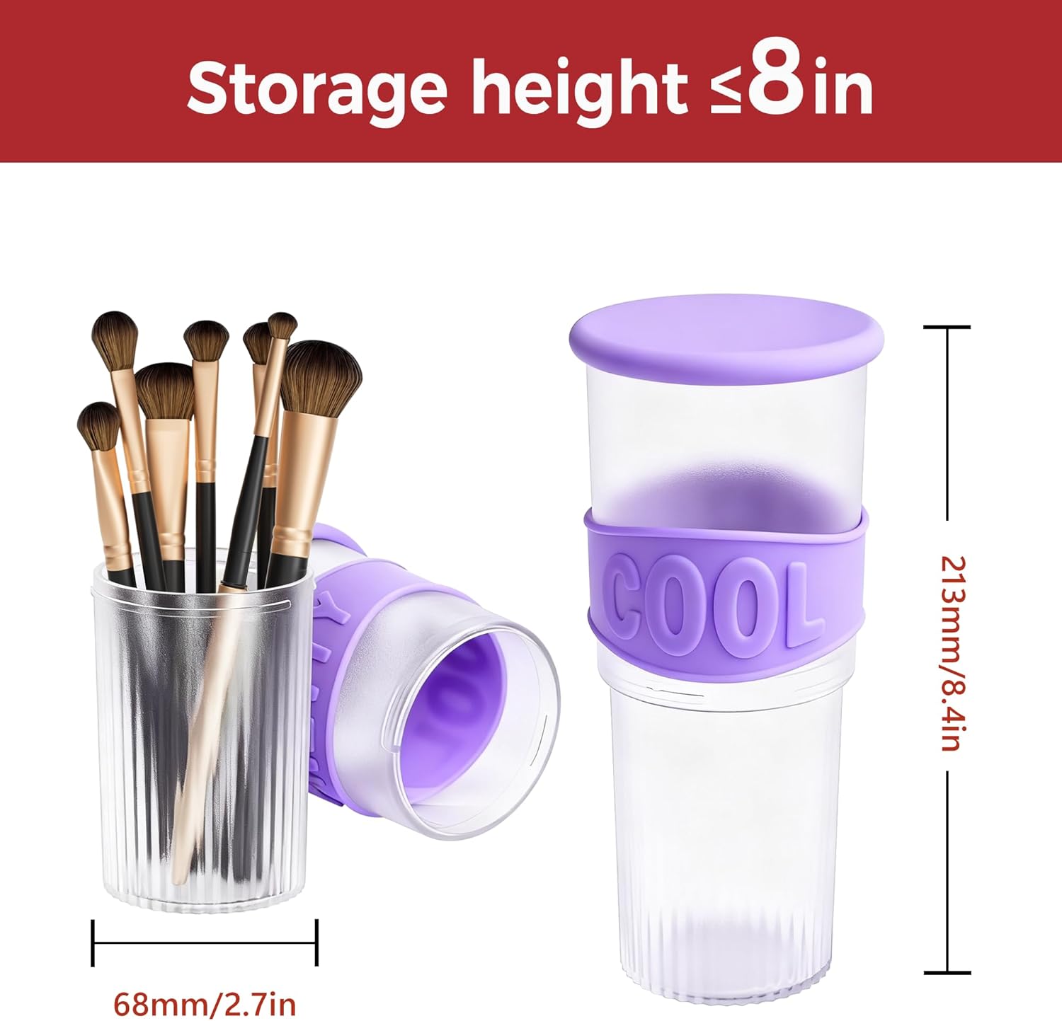 Li&Zhao Makeup Brush Holder with Lid - Makeup Brush Organizer Plastic Makeup Brush Holder for Vanity Expandable Makeup Brush Cup Pencil Holder for Desk Pen Holders for Desktop Countertop Bathroom