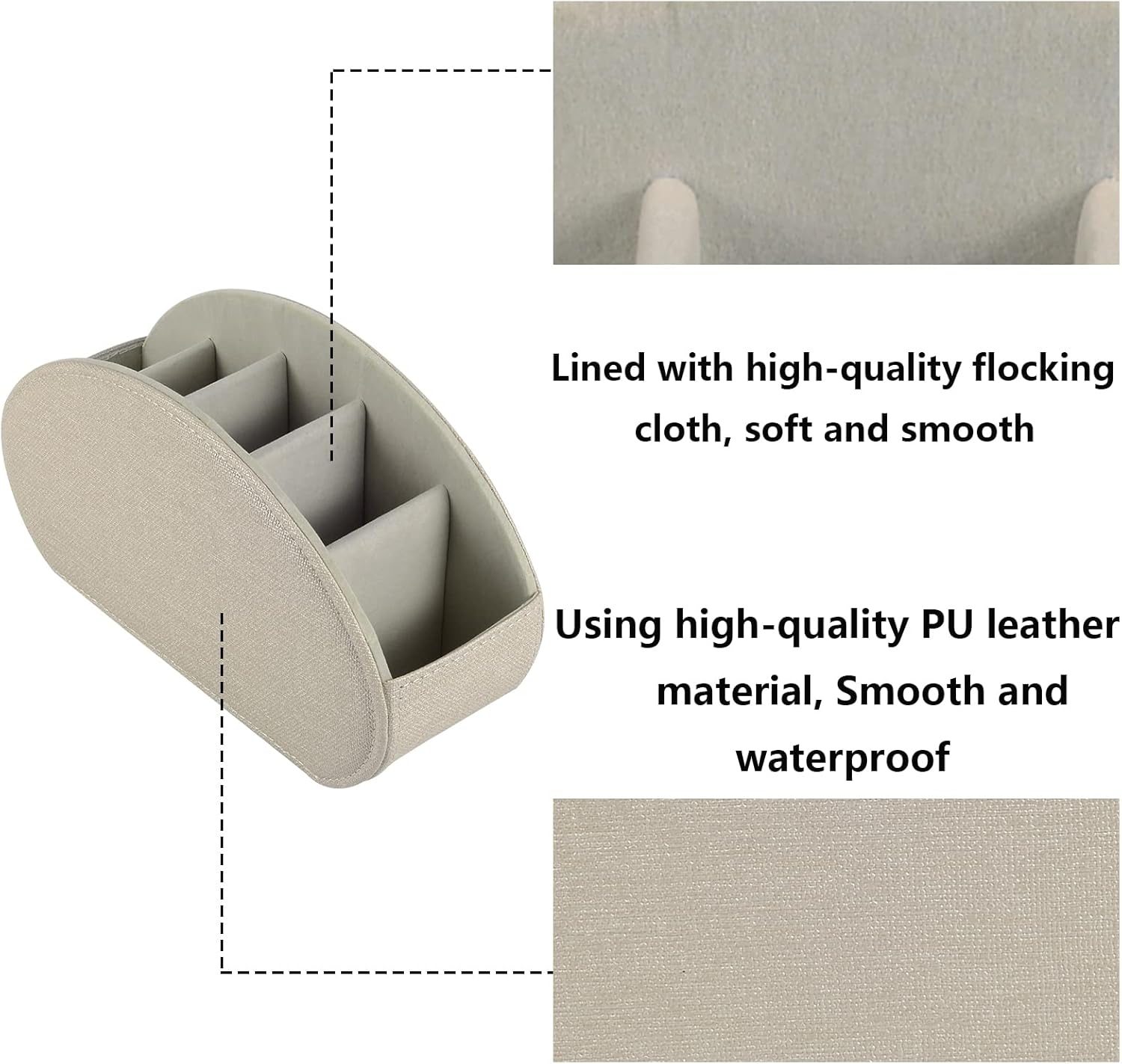 Remote Control Holder,TV Remote Caddy/Box with 5 Compartments,Bedside Table Organizer for Controller,Glasses,makeup brushes,jewelry and Media Player,Pen/Pencil Storage (Cream)