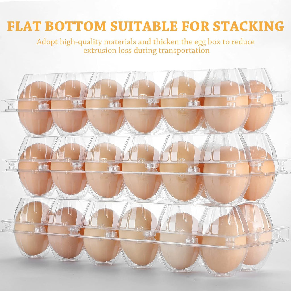 100 Pcs Plastic Egg Carton, 12 Grids Clear Chicken Egg Tray Disposable Plastic Holder Empty Container for Farm Refrigerator Fresh Storage