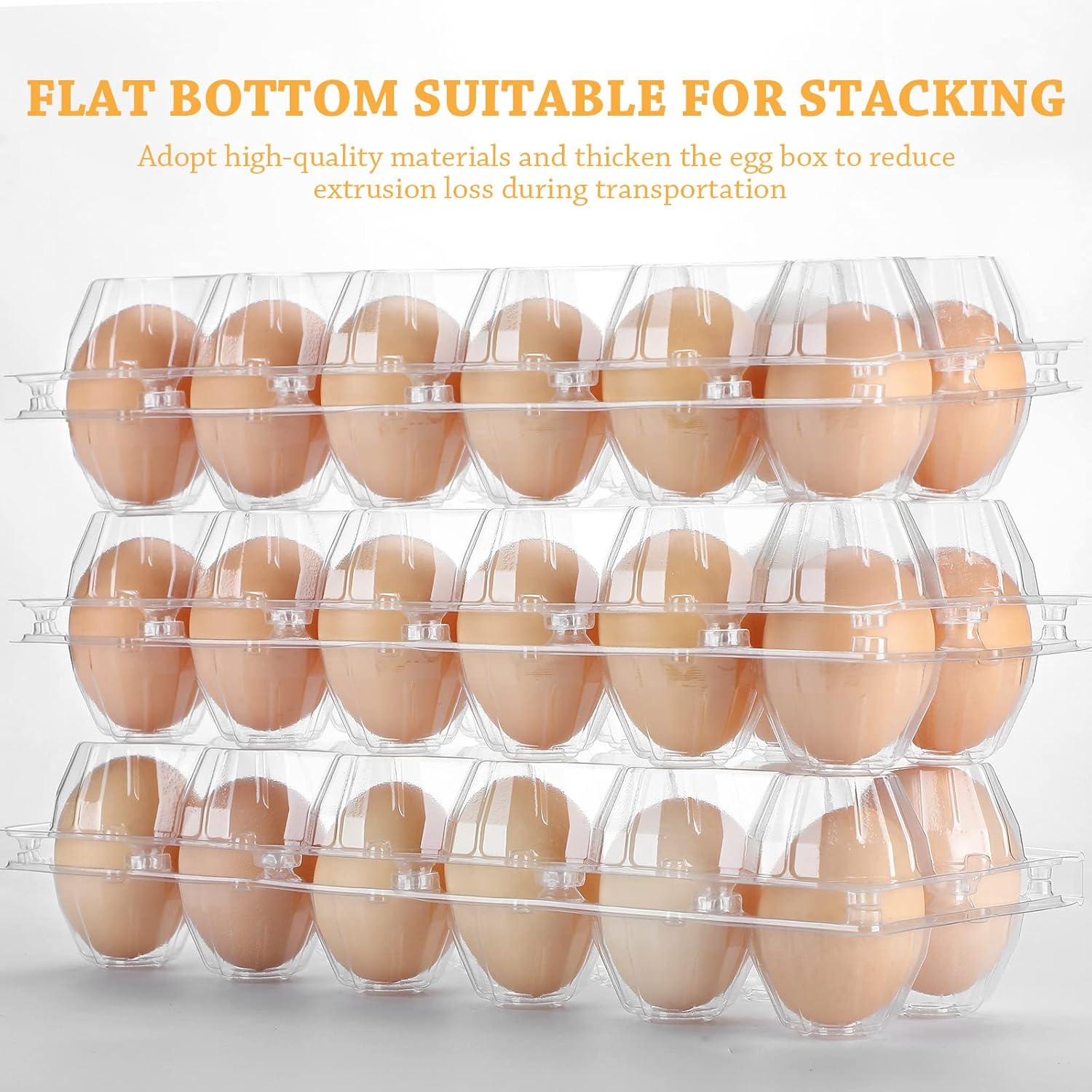 100 Pcs Plastic Egg Carton, 12 Grids Clear Chicken Egg Tray Disposable Plastic Holder Empty Container for Farm Refrigerator Fresh Storage