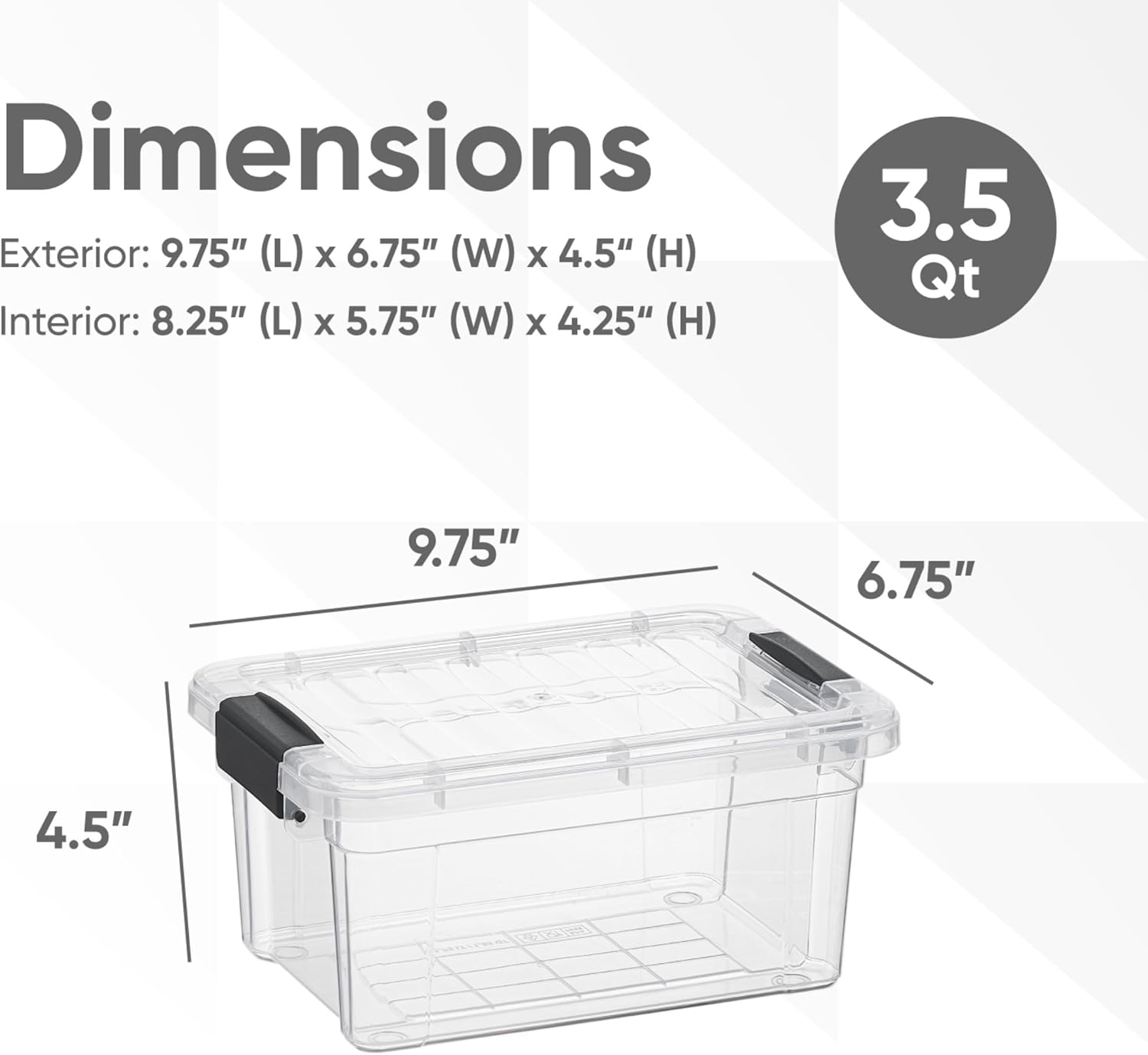 Superio Clear Storage Bins with Lids, 3 Quart BPA Free Plastic Containers, Transparent Boxes for Organizing, Stackable Crates, Organizer Totes for Home, Office, School, and Dorm