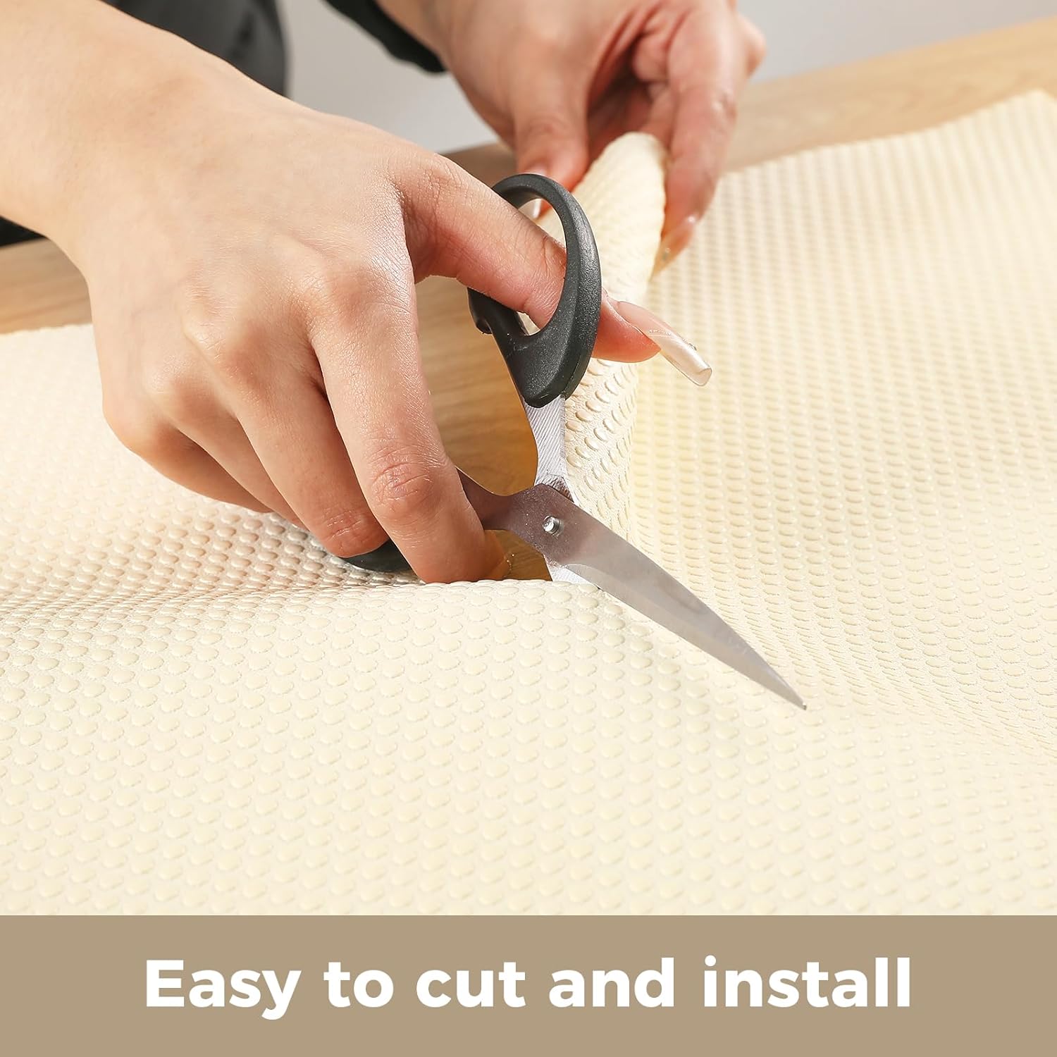 100% EVA Shelf Liner for Kitchen Cabinet, 12" x 120" Drawer Liners Non Adhesive Non Slip Waterproof Plastic Paper, Dresser Pantry Bathroom Refrigerator Protector, Cream