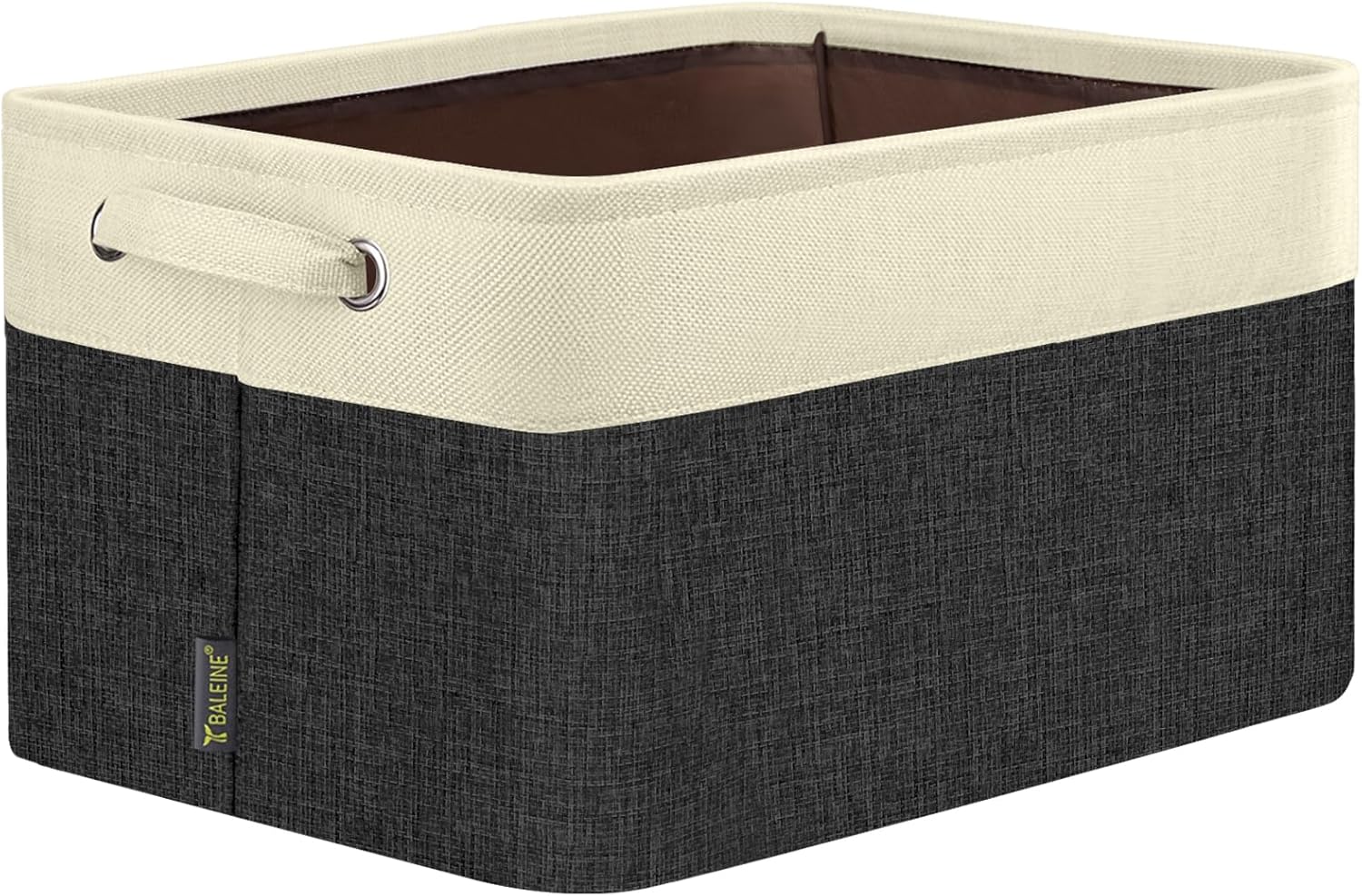BALEINE 1 Pack Fabric Storage Bins for Shelves, Linen Storage Baskets for Organizing, Decorative Closet Bins for Clothes, Home (Black, 14''x10''x8.5'')