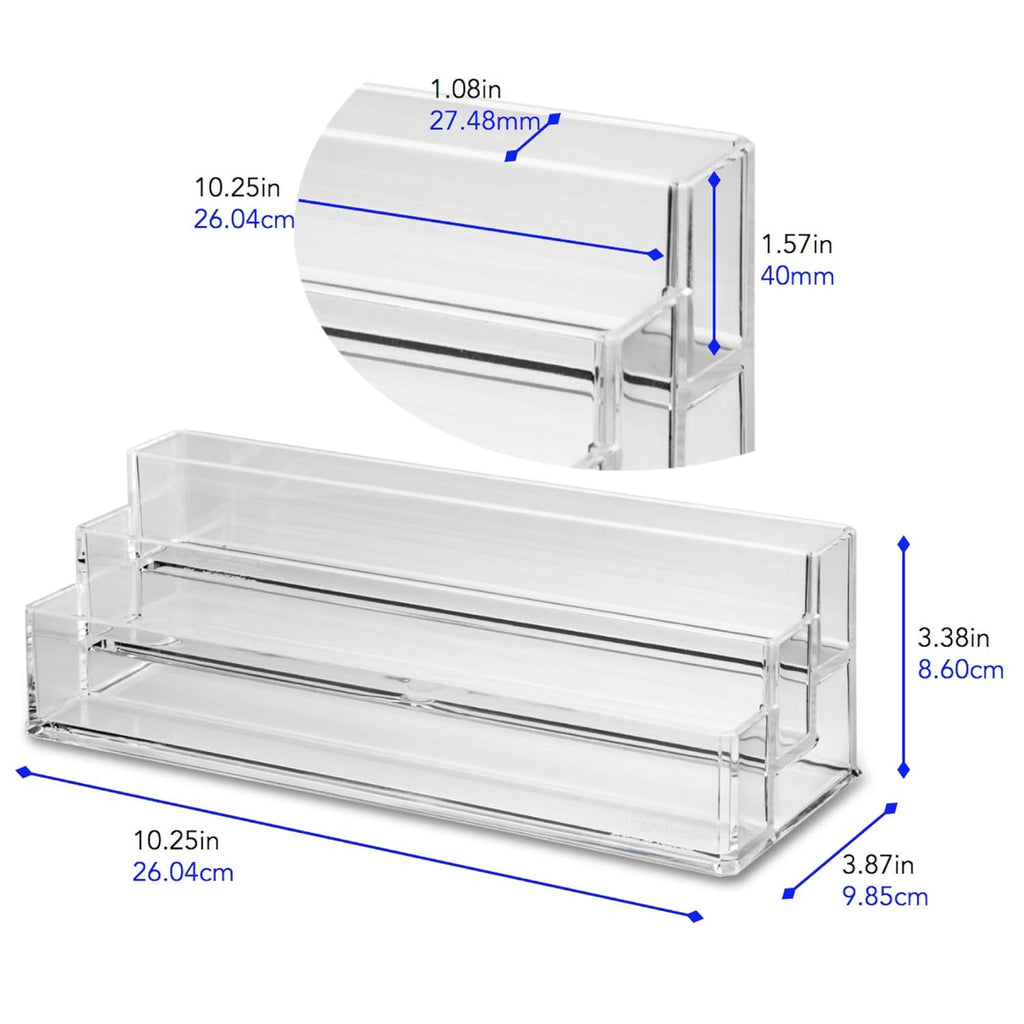 byAlegory Tiered Acrylic Eyeshadow Palette Makeup Organizer (Small Palettes, Compacts, Lipsticks, Lip Gloss, Eye Shadows, Cosmetics) | 3 Tier Cosmetic Storage (CLEAR)