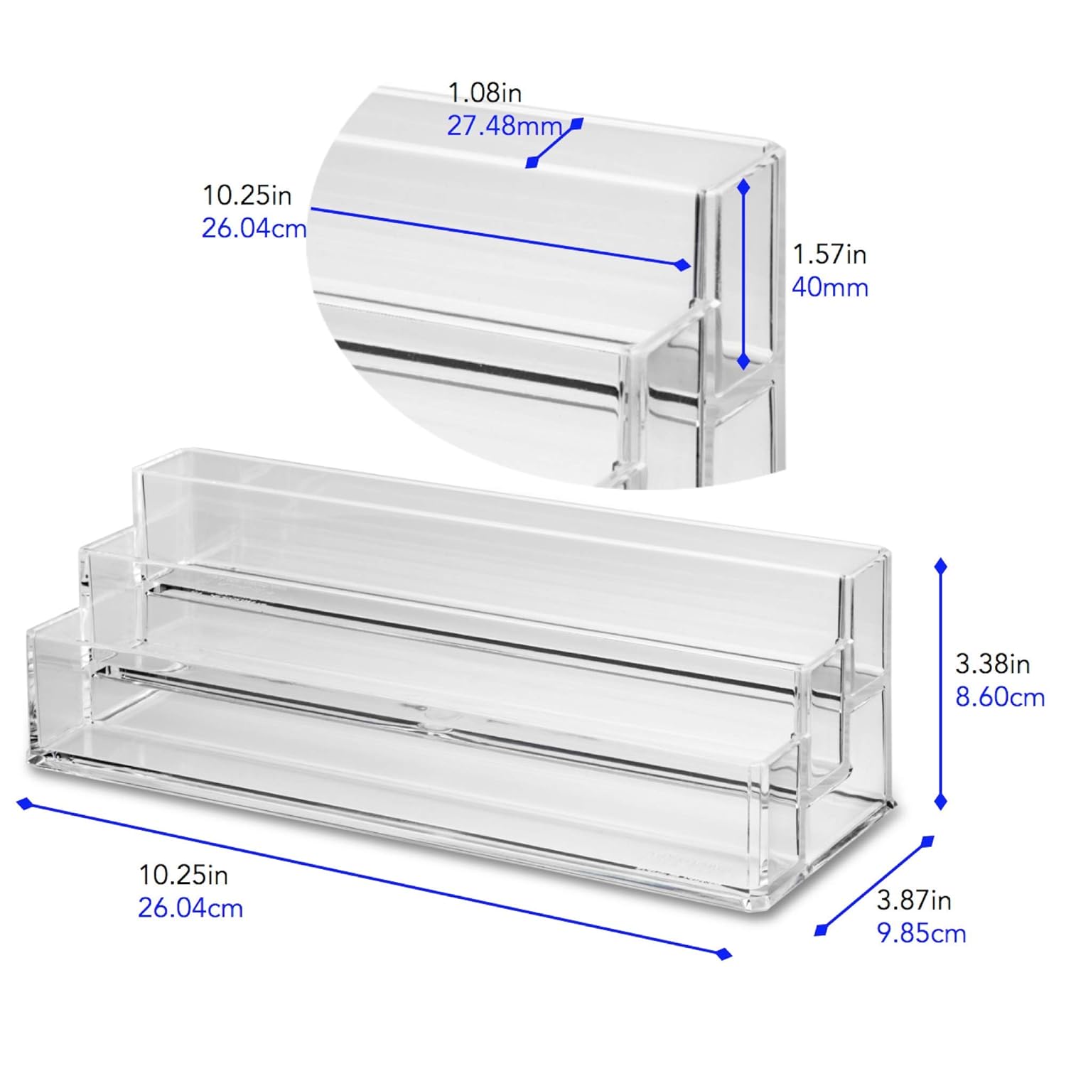 byAlegory Tiered Acrylic Eyeshadow Palette Makeup Organizer (Small Palettes, Compacts, Lipsticks, Lip Gloss, Eye Shadows, Cosmetics) | 3 Tier Cosmetic Storage (CLEAR)