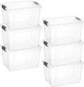 Superio Clear Storage Boxes with Lids, 26 Quart Plastic Container Bins for Organizing, Stackable Crates, BPA Free, Non Toxic, Odor Free, Organizers for Home, Office and Dorm, 6 Pack