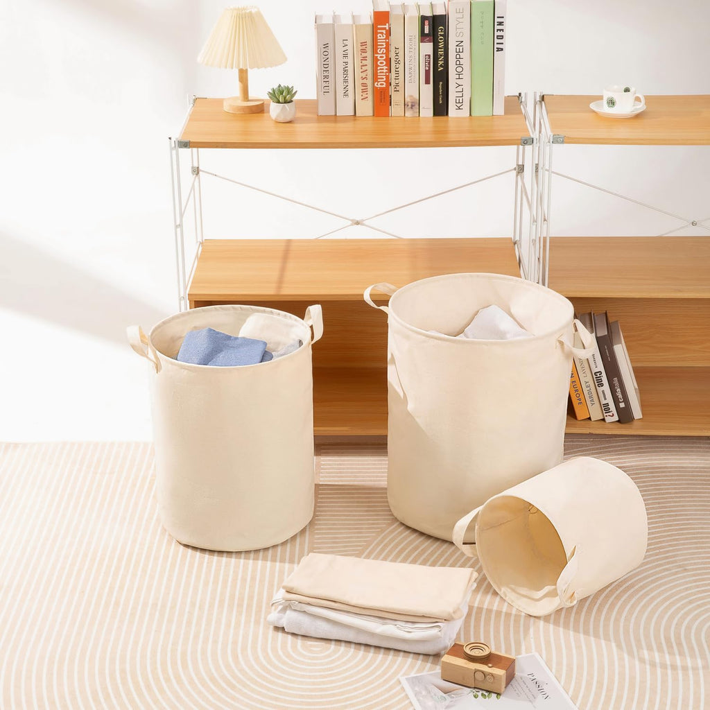 Foldable Storage Bins with Lids Cotton Canvas Rectangular Storage Box Ideal for Organization Lightweight and Durable (13.78 x 17.52)