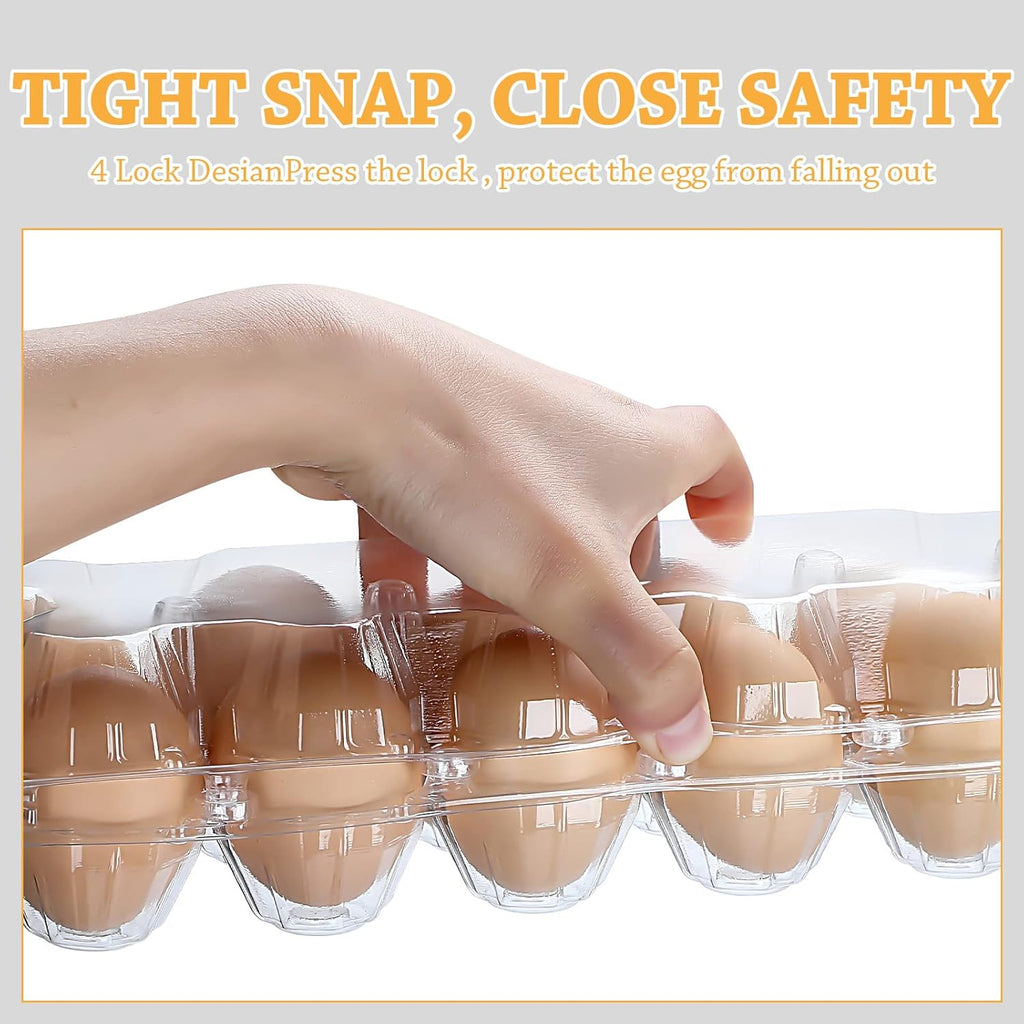 100 Pcs Plastic Egg Carton, 12 Grids Clear Chicken Egg Tray Disposable Plastic Holder Empty Container for Farm Refrigerator Fresh Storage