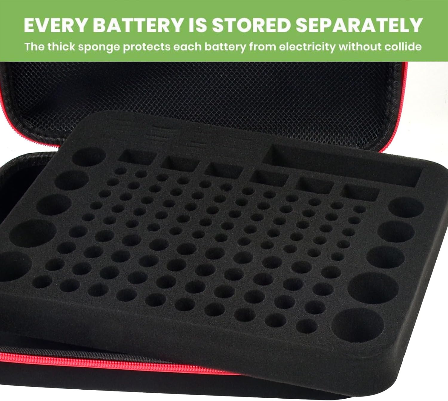 ALKOO Battery Organizer Storage Holder Case Box with Tester Checker BT-168. Holds 136+ Batteries AA AAA C D Cell 9V 3V Lithium (Red)