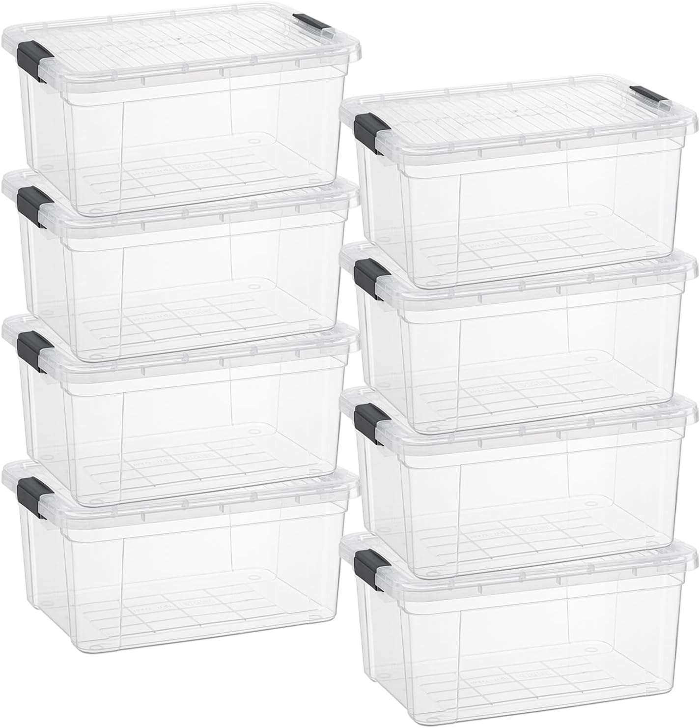 Superio Storage Bins with Lids- 8 Pack, 1.85 Qt Clear Boxes for Organizing, Stackable Plastic Containers- BPA Free, Non-Toxic, Odor Free, Organizer for Home, Office, Dorm