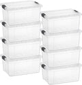 Superio Clear Storage Boxes with Lids, 21 Quart Plastic Container Bins for Organizing, Stackable Crates, BPA Free, Non Toxic, Odor Free, Organizers for Home, Office and Dorm, 8 Pack