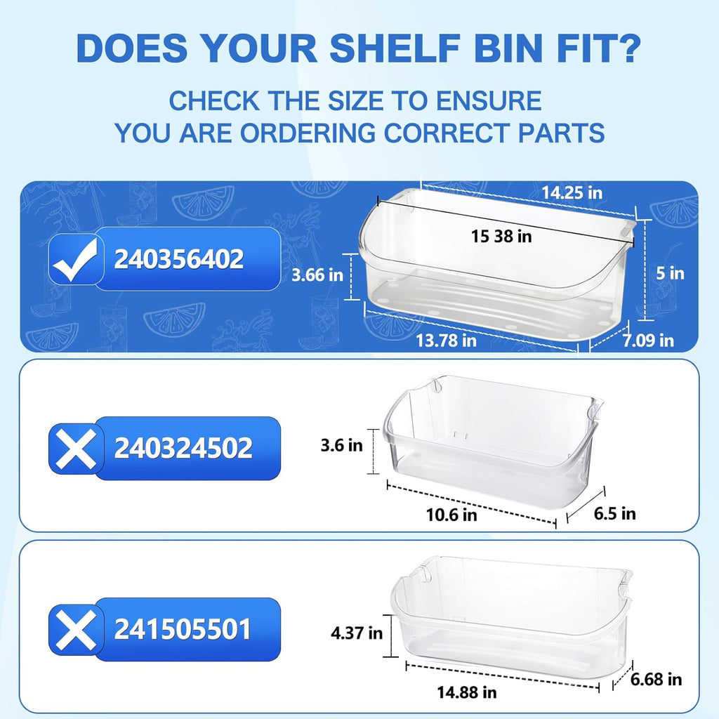 UPGRADE 240356402 Refrigerator Door Bin Replacement Part, Compatible with Frigidaire Refrigerator Door Shelf LFSS2612TF0 FFSS2615TS0 FGHS2631PF4A FGHS2655PF LGUS2642LF1 LFSS2612TE0 Door Bin(2-Pack)