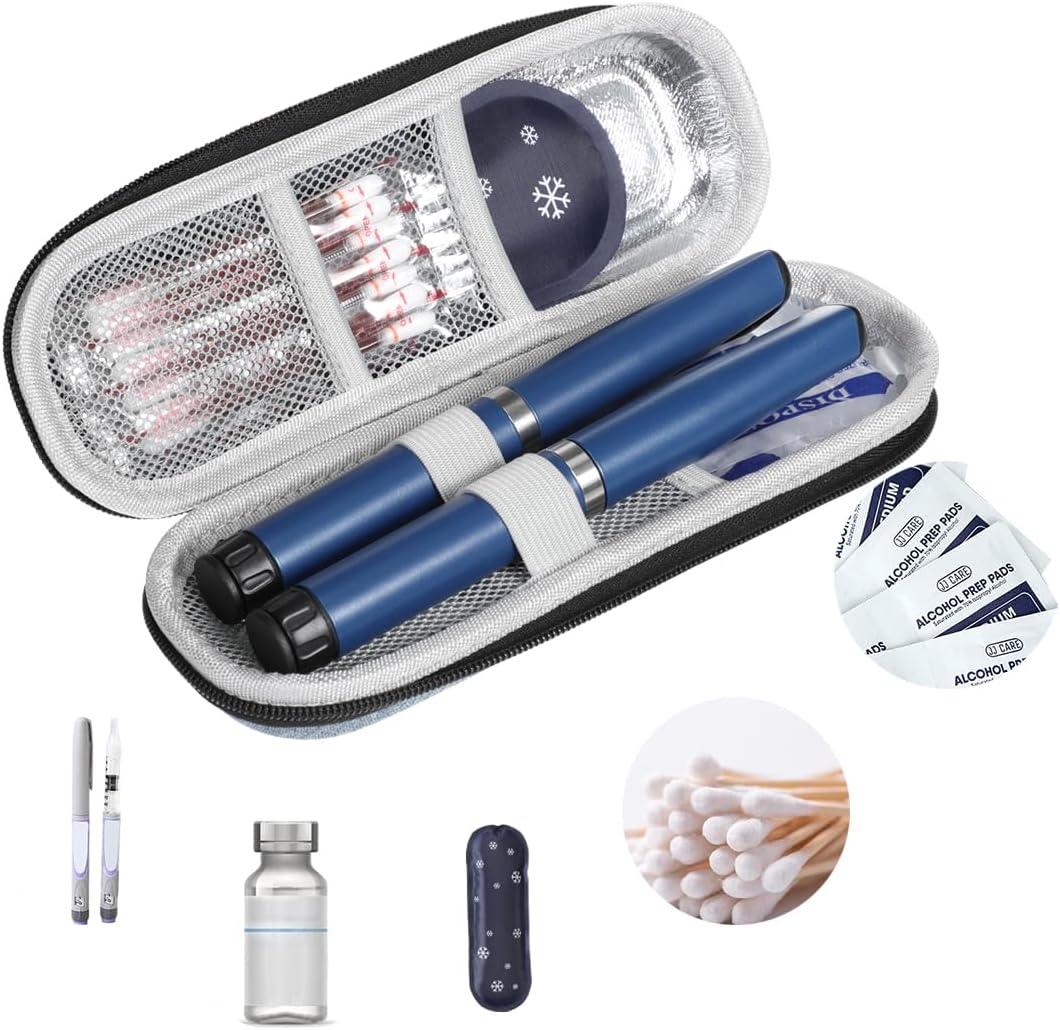 Insulin Cooler Travel Case Medication Diabetic Cooler for Travel with 1 Ice Packs Insulated Organizer for Insulins Pens and Other Diabetic Supplies