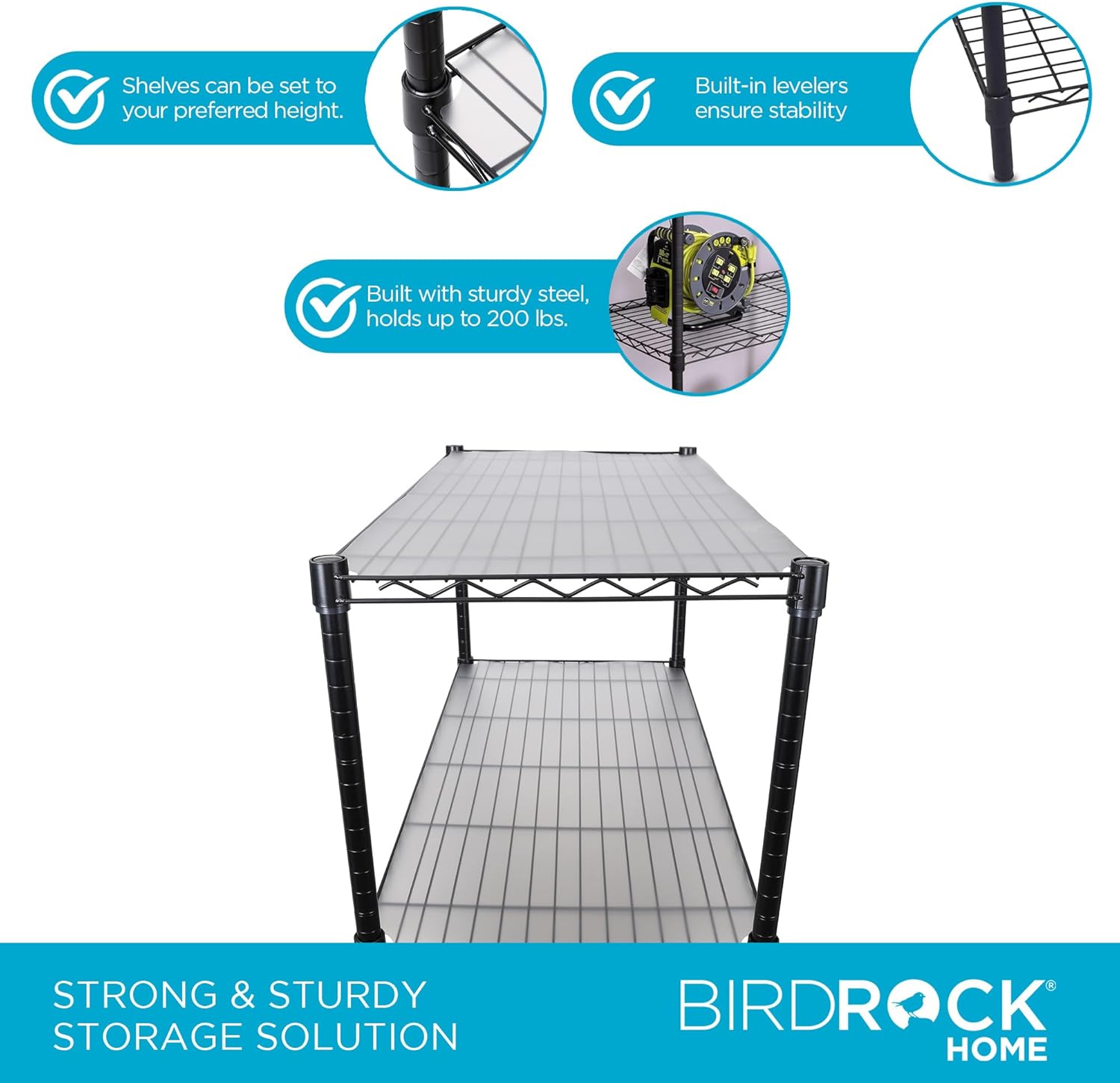 Internet's Best 5-Shelf Adjustable Wire Shelving with Shelf Liners | Heavy Duty Storage Rack | Metal Shelf for Garage, Restaurant, Industrial Use - Sturdy Steel Frame | Black | 36" W x 18" D x 72" H