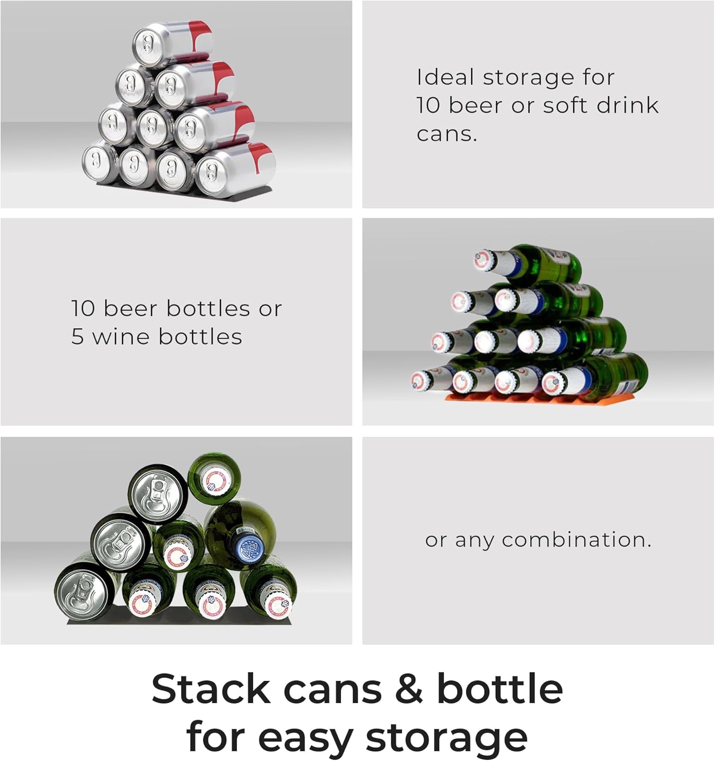 Cooks Innovations 2-Pack Drink Organizer for Fridge, Soda Can Refrigerator Organizers and Storage, Beer-Wine-Water Bottle Holder, Fridge Monkey - Durable Non-Slip&Roll