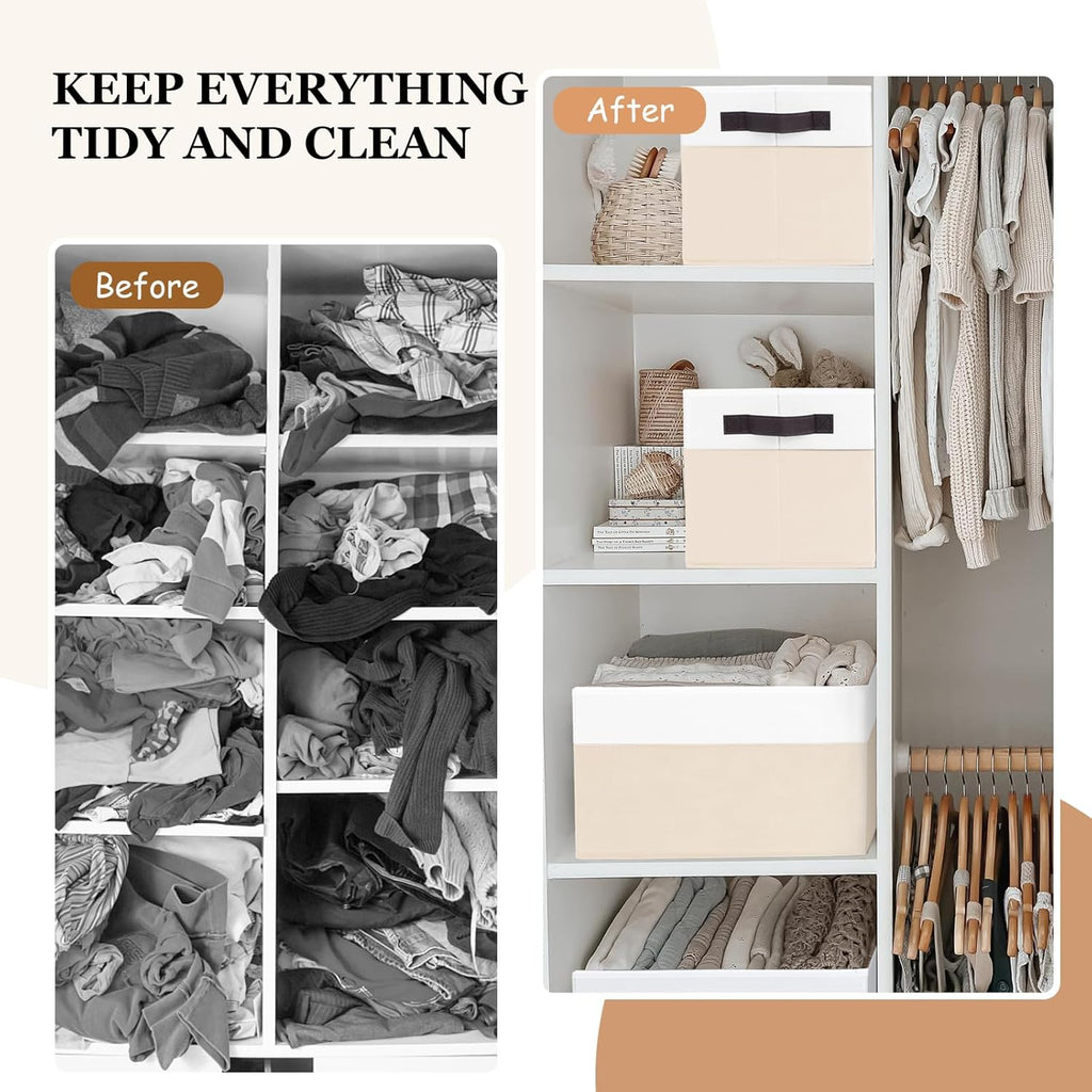 Criusia 6 Pack Large Toy Box Chest, Collapsible Sturdy Toy Storage Organizer Bins Baskets for Kids, Boys, Girls, Nursery, Playroom, Shelf Baskets for Lego Puzzle Balls, Game Organizer (14L*10W*9.5H)