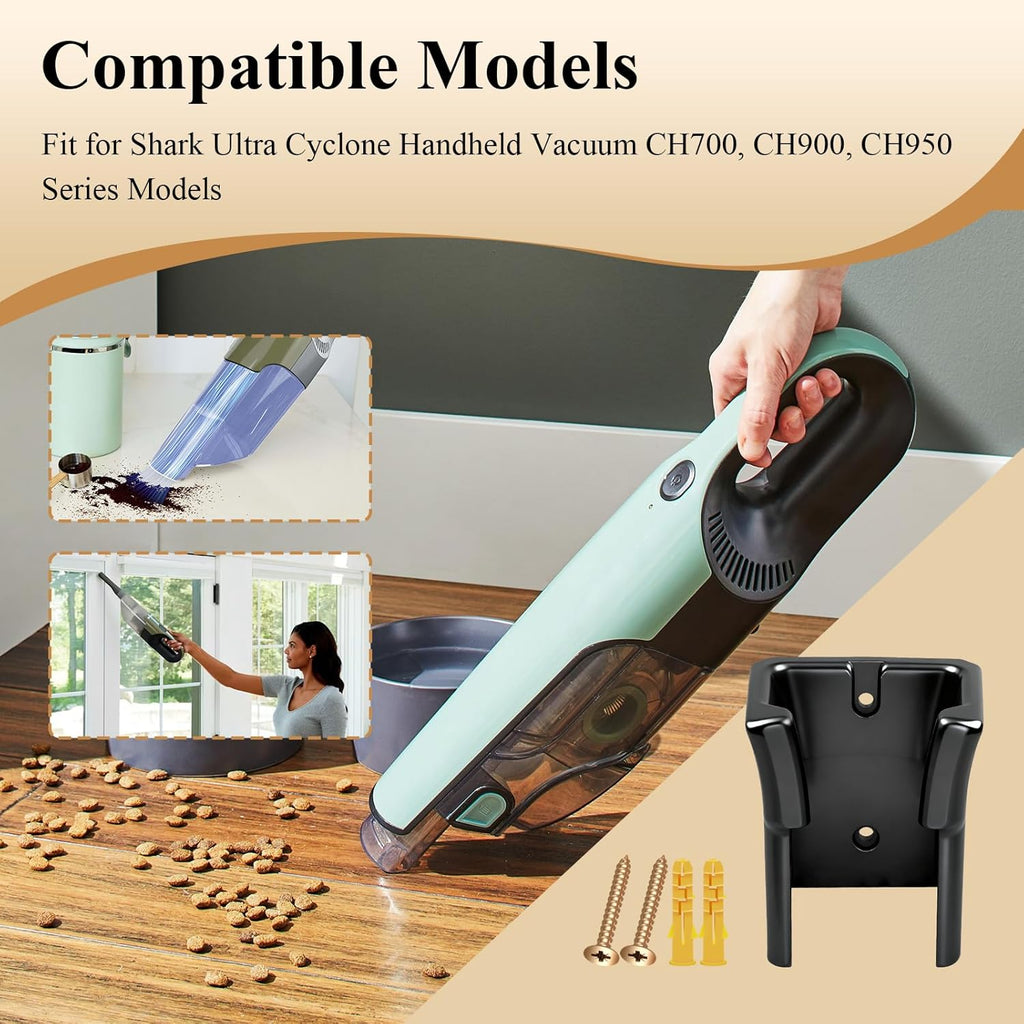 1 Pc Wall Mount Vacuum Holder/Docking Station/Cordless Organizer, Fit for Shark Ultra Cyclone Handheld Vacuum CH700, CH900, CH950 Series Models, W/Screws & Drywall Anchors, Save Space & Reduce Clutter