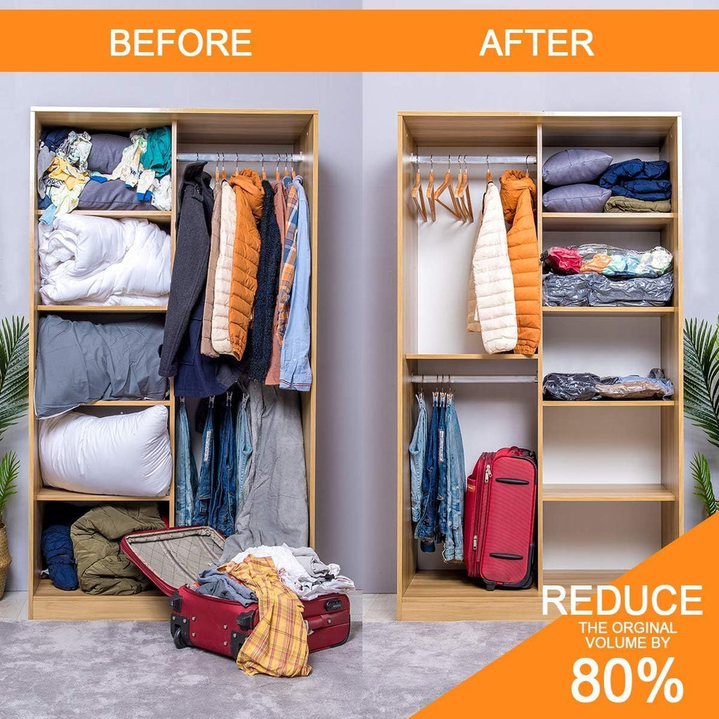 10 Small Vacuum Storage Bags, Space Saver Sealer Compression Bags for Blankets, Comforters, Pillows, Clothes Storage