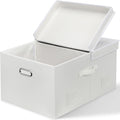 75 Quarts Extra Large Decorative Storage Bins with Lids, 1 Pack White Collapsible Storage Bins with Lids, Stackable Storage Bins Decorative Box Storage With Lid Extra Large