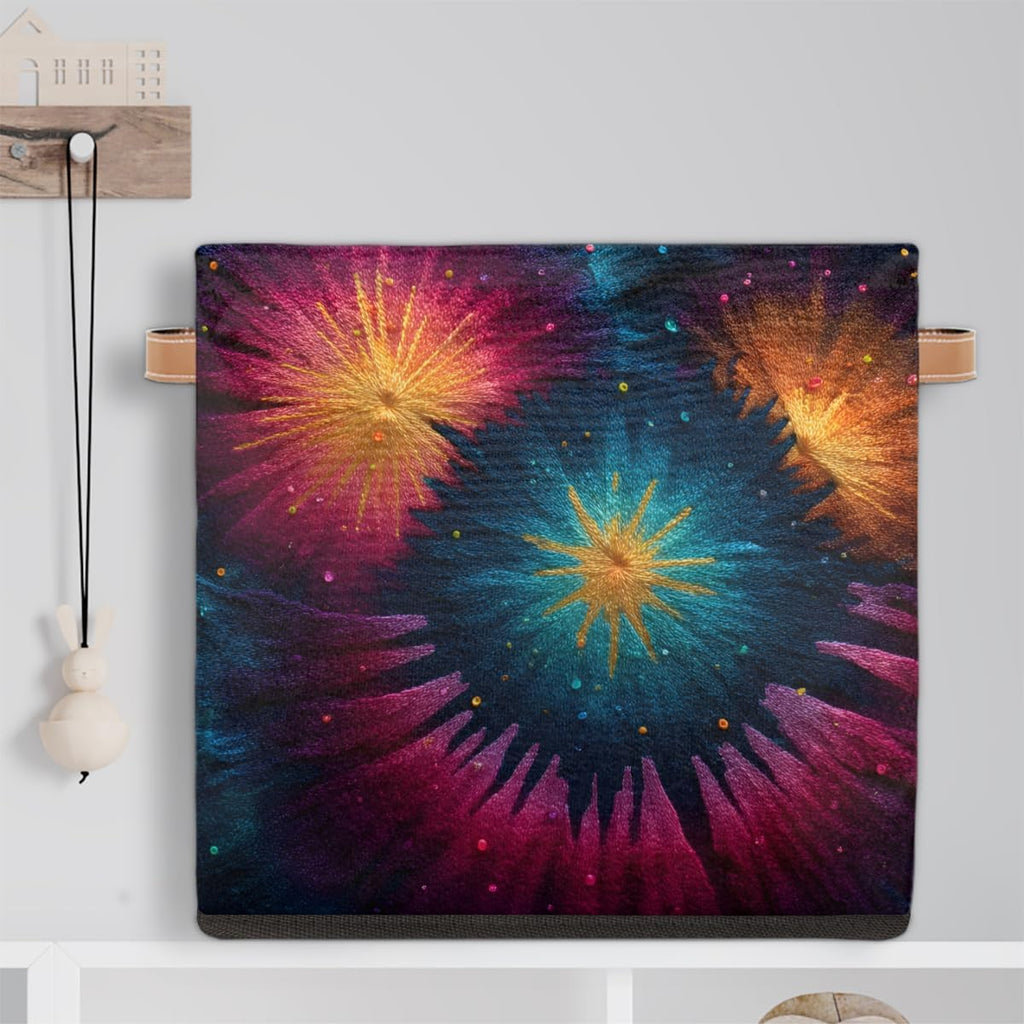 TropicalLife 13x13x13 Inch Large Fabric Storage Cube Tie Dye Foldable Storage Bin with Handles Organizer Boxes Cube Basket for Shelves Organizing Closet