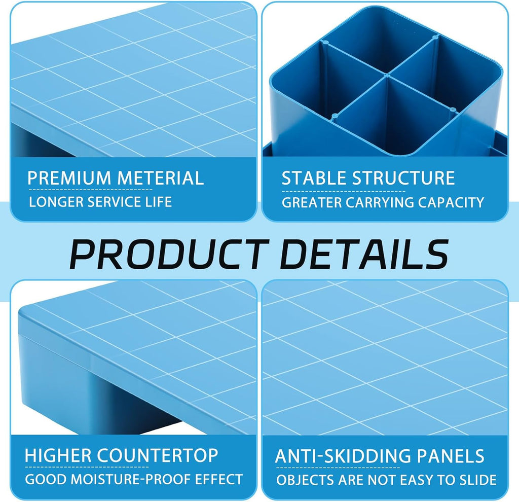 1 Pcs Plastic Pallet for Basement Storage Easy Stack Lightweight Floor Pallet Display Flooring Room Supermarket Christmas, Support up to 2000 Lbs (23.7'' L X 23.7'' W X 4.7'' H,Blue)