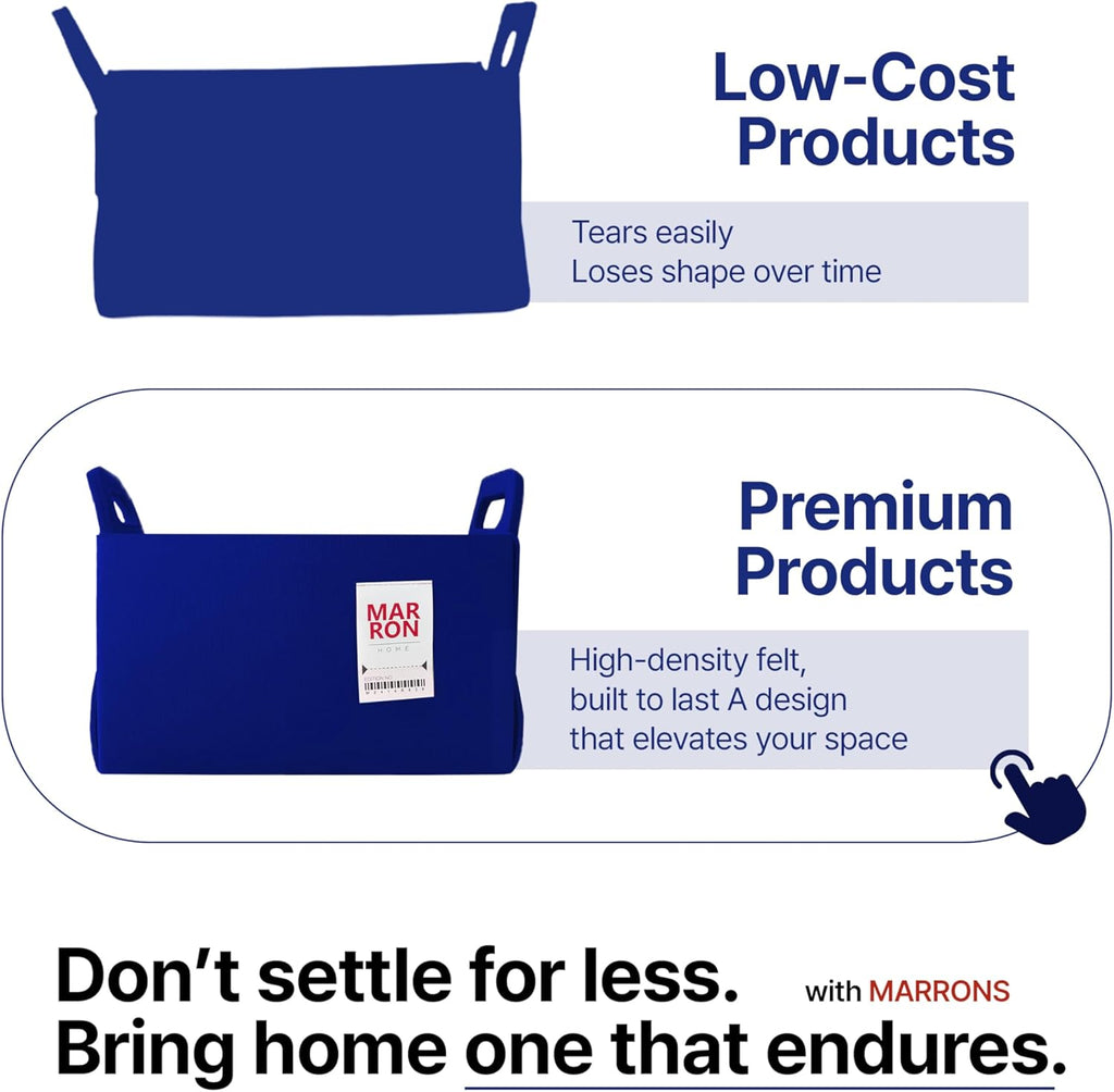 Collapsible Felt SKYBLUE Storage Bin Medium 11"x7.1"x7.1" – Foldable Basket with Handles for Closet, Toy Storage, Laundry Room Organization, Decorative Storage Bins for Shelves, Cube Storage