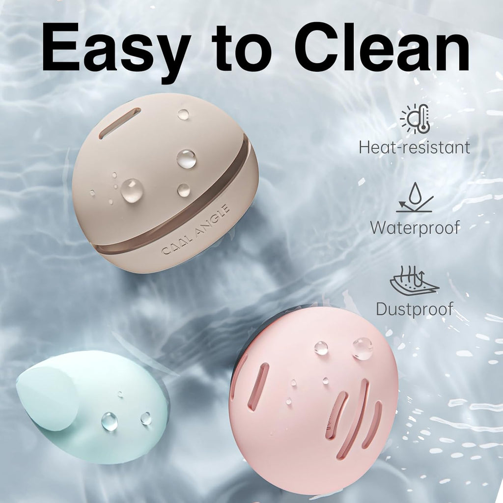 Makeup Sponge Holder Silicone Beauty Sponge Holder Makeup Blender Case for Travel 2 in 1 Stand Storage For Quick Drying White