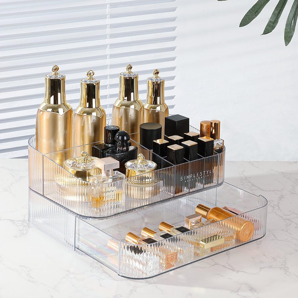 Makeup Organizer with Drawers Stackable Skincare Cosmetic Makeup organization for vanit Bathroom Desk Countertop