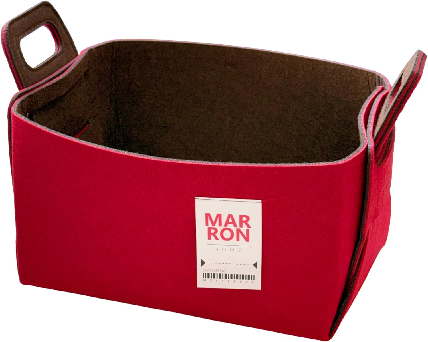 Collapsible Red Choco Felt Storage Bin Small 11"x7.1"x7.1" – Foldable Basket with Handles for Closet, Laundry Room Organization, Decorative Storage Baskets for Shelves Storage