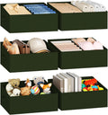 DIMJ Large Closet Shelf Organizer Bins 6 Packs with Handles and Divider, Fabric Trapezoid Storage Baskets, Foldable Clothes Containers Box for Shelf, Towel, Book, Toy, Purse, Hats, Green