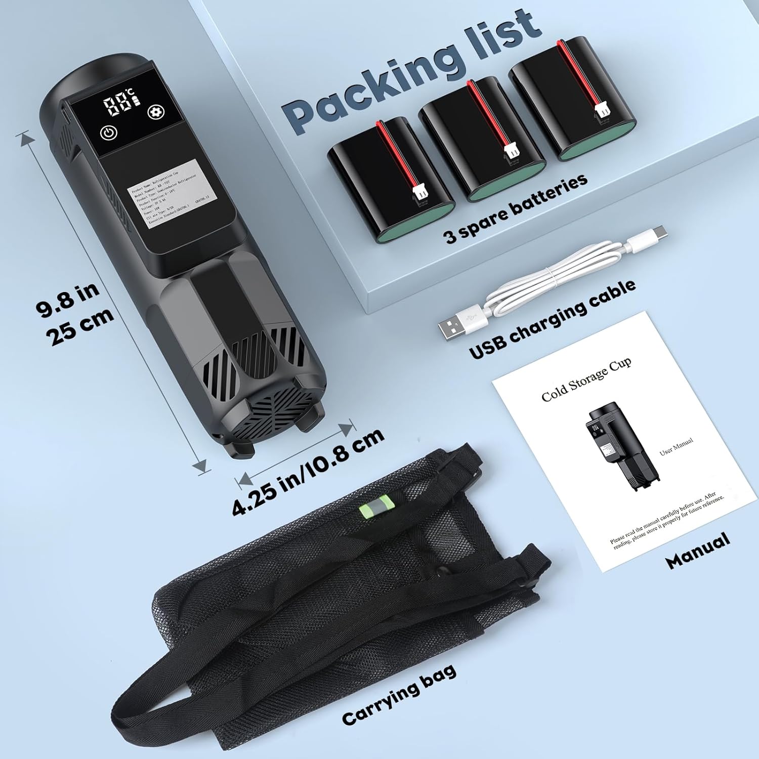 Insulin Cooler Travel Case TSA Approved – Portable Diabetic Medication Cooler with USB Charging & Backup Battery, Keeps Insulin at 32–64°F, Fits 1–7 Pens, for Travel & Daily Use (Black)