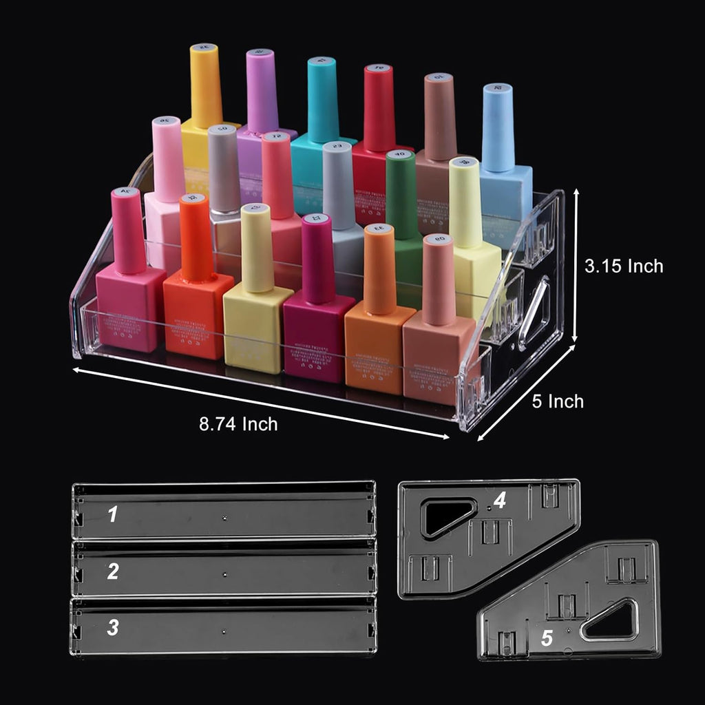 Nail Polish Organizer Clear Acrylic Eyeglasses Display Holder Essential Oil Storage Rack Makeup Stand Tray - 3 Layer