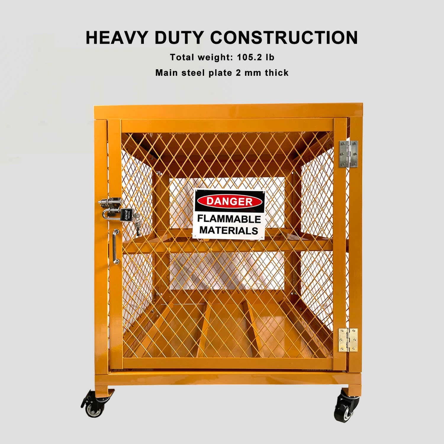 Industrial Storage Cabinet, LPG Tanks Storage, 31"x30"x35", 4 Cylinder Capacity, Yellow, Hazardous Storage, Utility Room