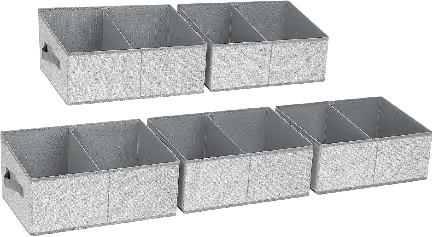 DIMJ Closet Storage Bins, 5 Pack Storage Baskets for Shelves, Foldable Closet Organizer with Handle, Linen Closet Organizers and Storage for Clothes, Toys, Towel, Books (Grey)