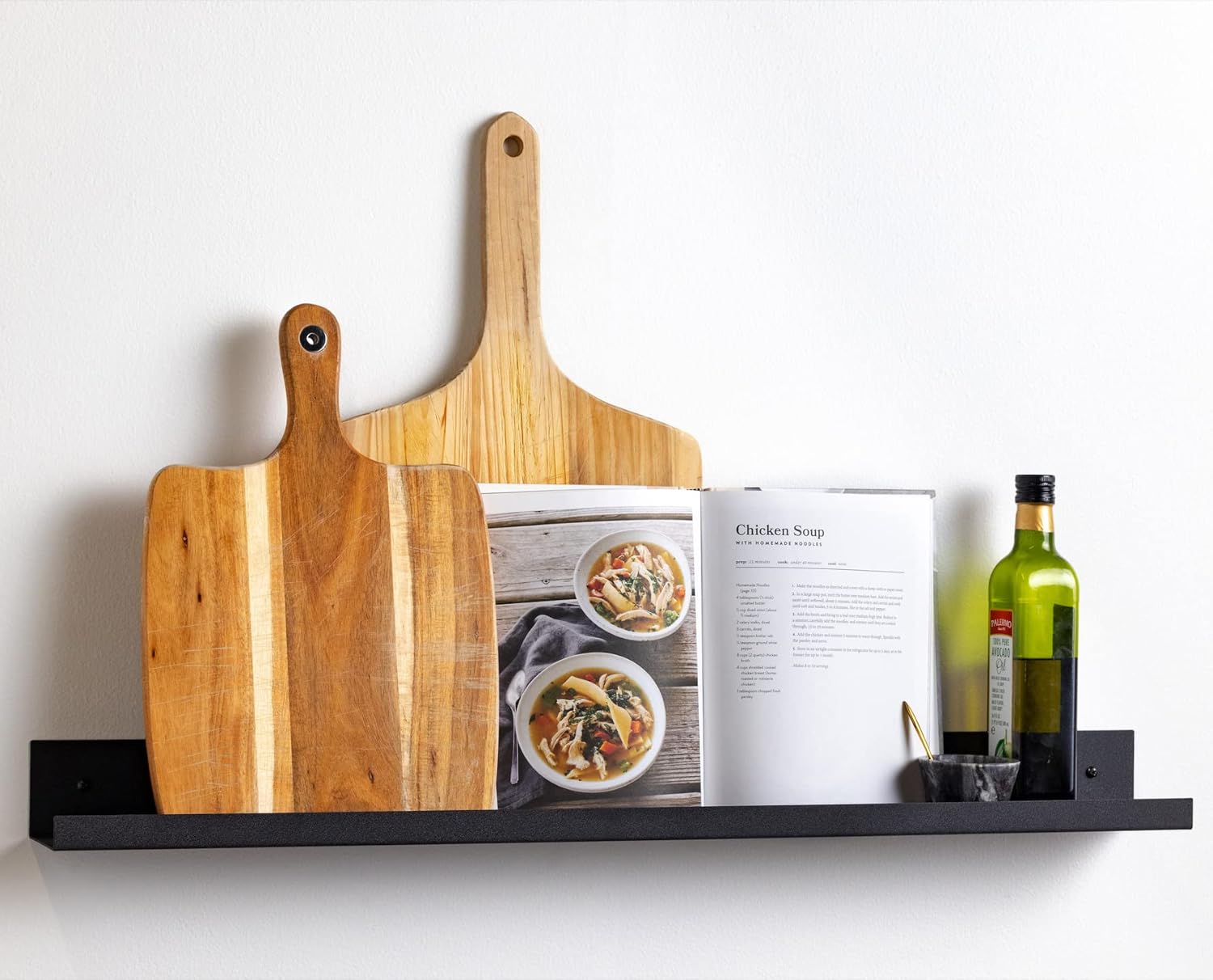 Infinite Design 36" Metal Floating Wall Shelf | Modern Black Powder-Coated Steel Ledge, Made in USA | Wall-Mounted Shelf for Living Room, Kitchen, Bathroom, Bedroom or Office