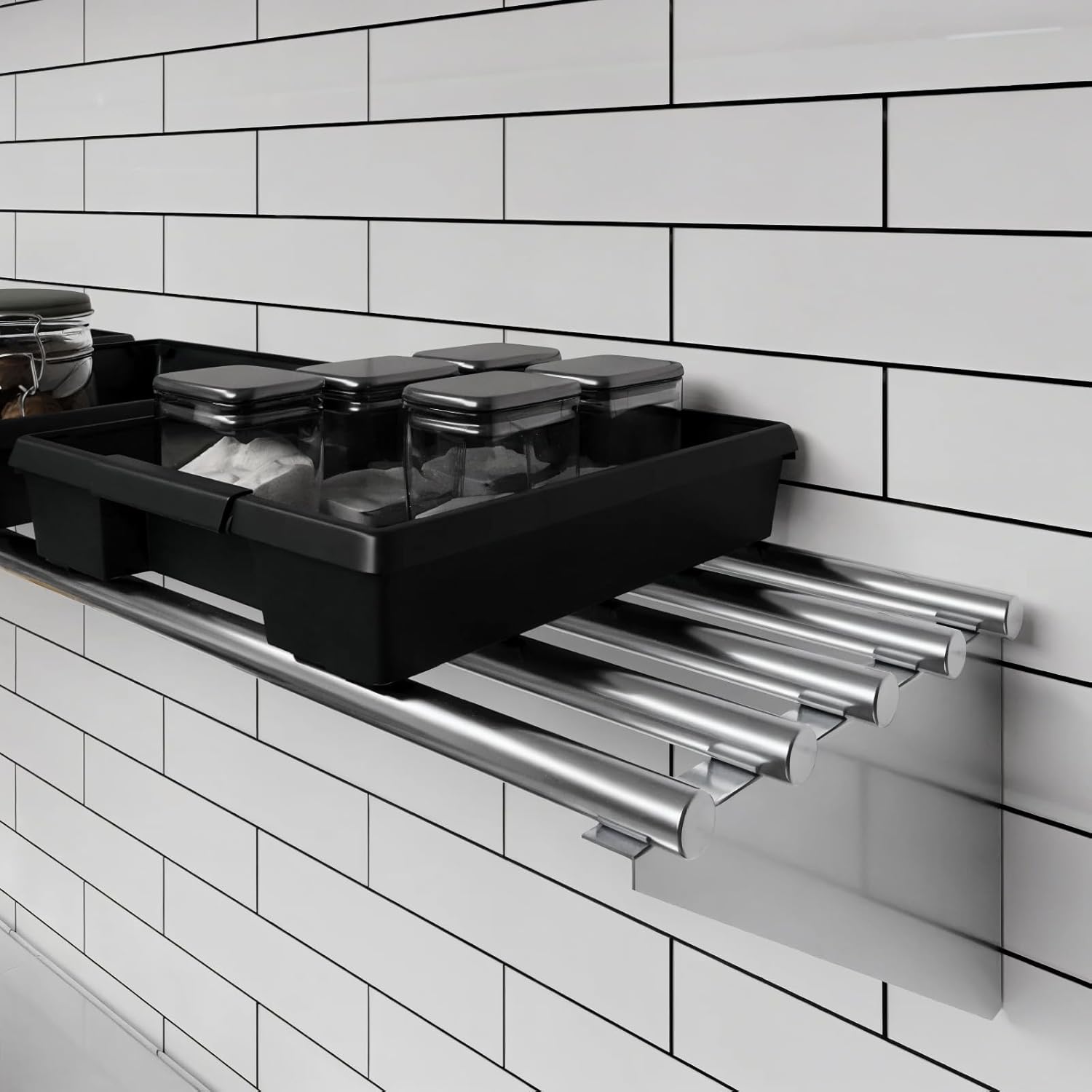 AmGood 14 in. x 60 in. NSF Stainless Steel Tubular Wall Shelf | Heavy-Duty Metal Shelving for Appliances & Equipment | Ideal for Kitchen, Restaurant, Garage, Laundry, Utility Room