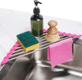 Tomorotec Triangle Roll-Up Dish Drying Rack for Sink Corner - Small, Foldable, Stainless Steel, Multipurpose Kitchen Drainer Caddy, Trivet, Rustproof Organizer, Storage Shelf (Rose)