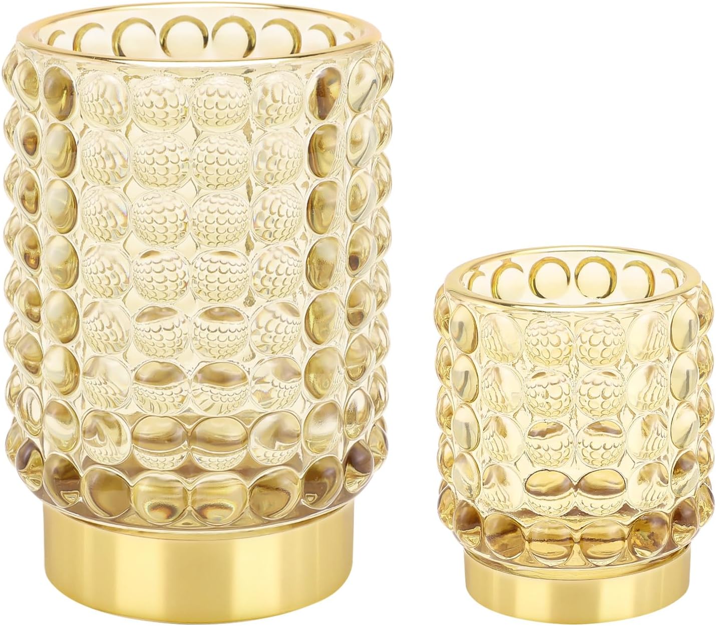 DASITON Makeup Brush Holder Organizer, Crystal Cosmetic Make Up Brush Holder, Glass Makeup Brushes Storage Organizer, Vintage Make Up Cup Desk Pen Pencil Holder, Toothbrush Holders (Yellow S+L)