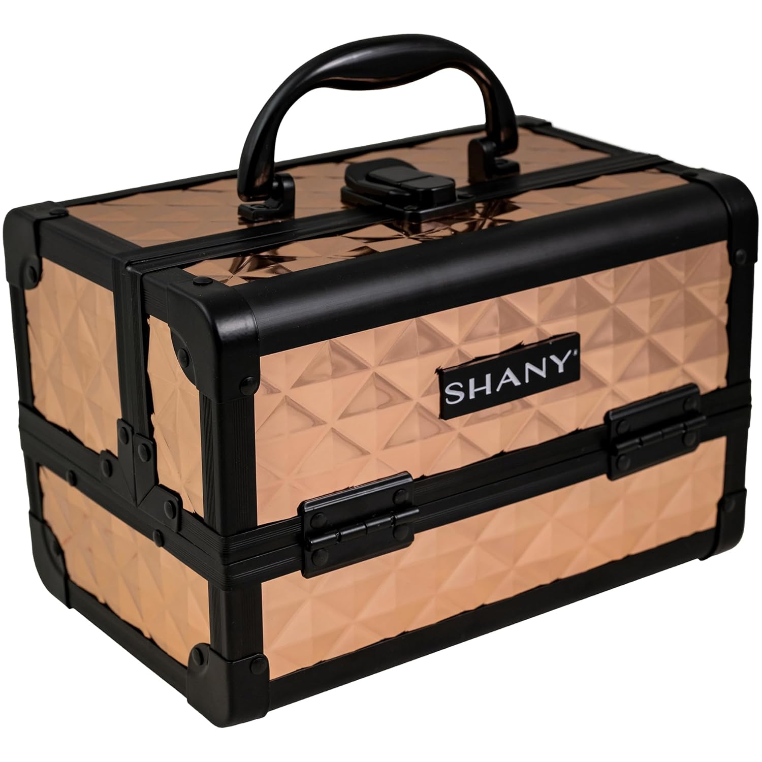 SHANY Chic Makeup Train Case Cosmetic Box Portable Makeup Case Cosmetics Beauty Organizer Jewelry storage with Locks, Multi trays Makeup Storage Box with Makeup Mirror - ROSA