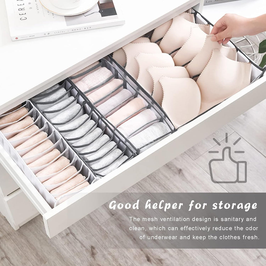 Wardrobe Clothes Organizer,7 Grids Washable Wardrobe Clothes Organizer,Foldable Clothes Drawer Mesh Separation Box,Organizer Clothes Drawer Mesh Separation Box