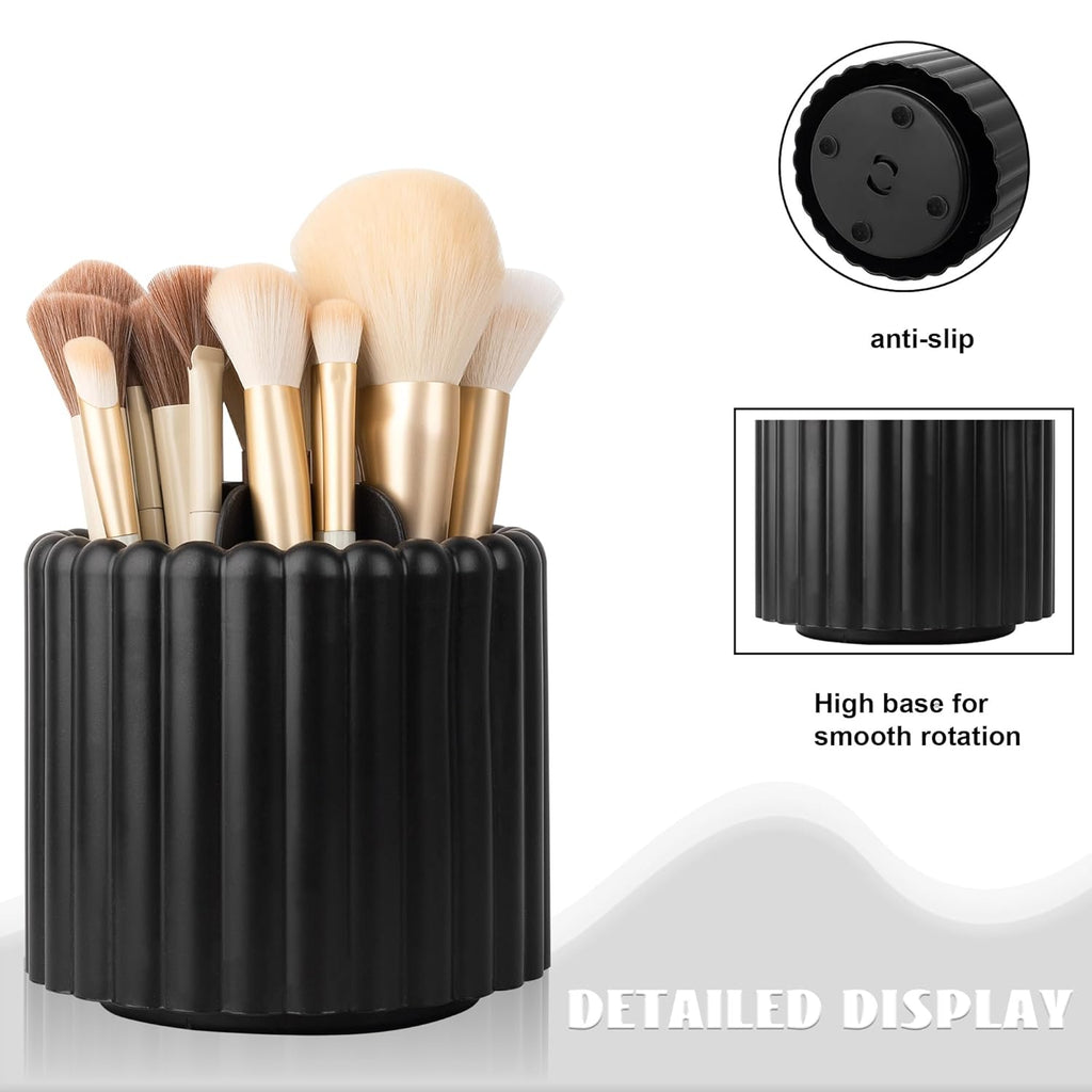 Anyoifax 360 Rotating Makeup Brush Holder 7 Slots Make Up Brush Organizer Removable Spinning Cosmetic Brushes Storage Pen Holder for Vanity, Dresser, Desk, Black