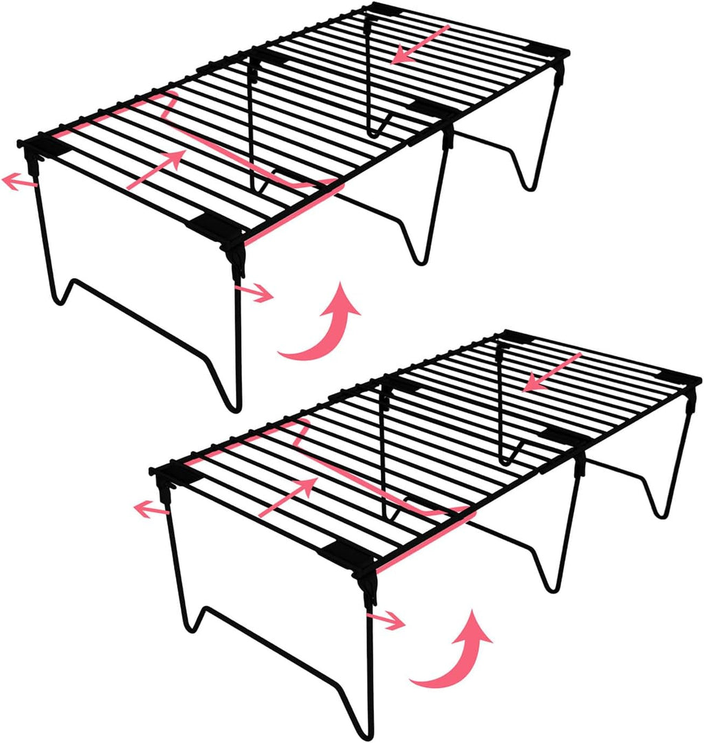 1/2-Piece Set freezer organizer,Stackable Cabinet Organizer Shelves,Foldable Pantry Shelf,Plate, Dish,Rustproof Metal Storage Organizer