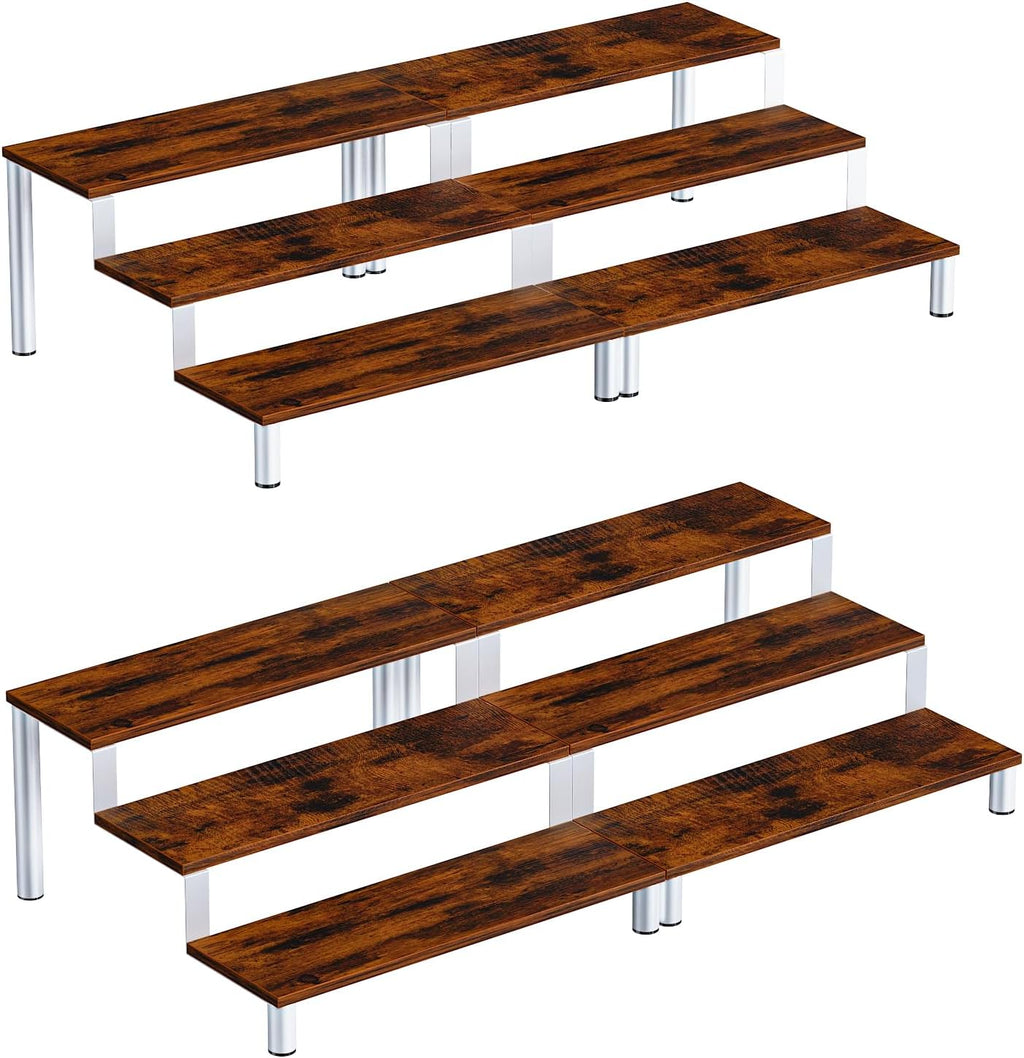 Wooden Display Stand Riser, 3 Tier Perfume Organizer Stand Cupcake Stand Holder, Tiered Display Stand Risers Display Shelf for Home and Shop (White, 4 pcs)