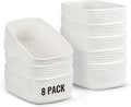 8 Pack Small Storage Baskets for Organizing, Woven Rope Bins for Bathroom, Closet, Shelf Organizer, Cute Cube Decorative Box for Towels, Baby Nursery, Toys, Gift Empty Baskets - 11.5"x7.5"x4.7"-White