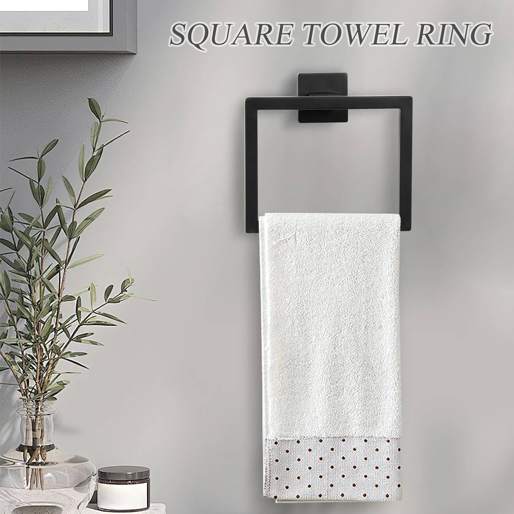 10 Pieces Black Towel Bar Set Bathroom Hardware Accessories Set Upgraded Toilet Paper Holder with Shelf Towel Holder Set for Bathroom Stainless Steel Wall Mounted 23.6in
