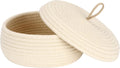 Sea Team Round Cotton Rope Storage Basket with Lid, Decorative Woven Storage Bin, Pot, Caddy, Organizer, Container for Snacks, Towels, Plants, 10 x 4.5 Inches (Small, Shallow, Cream)