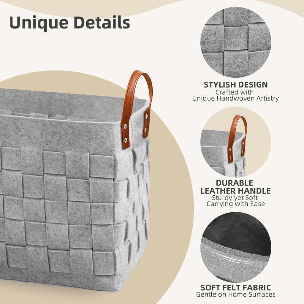 boldmonkey Blankets Basket 16.5 " x13 x13 , Large Storage Baskets for Organizing Rectangular, Living Room Dog Toy Bin for Dirty Clothes, Pillows, Towel-Light Gray