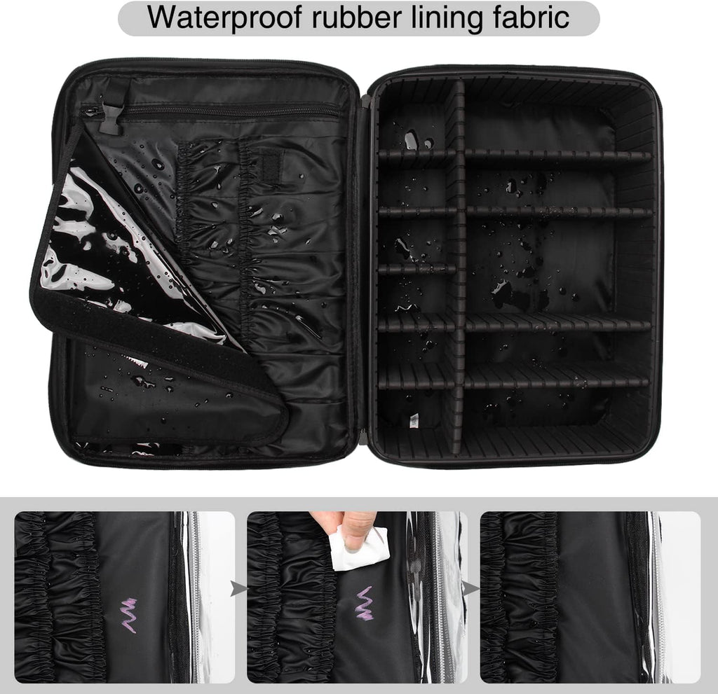 Extra-large Makeup Case, a Must for Double-layer Travel, a Storage Case for Professional Makeup Artists to Put Cosmetics, with Adjustable Partitions and Support