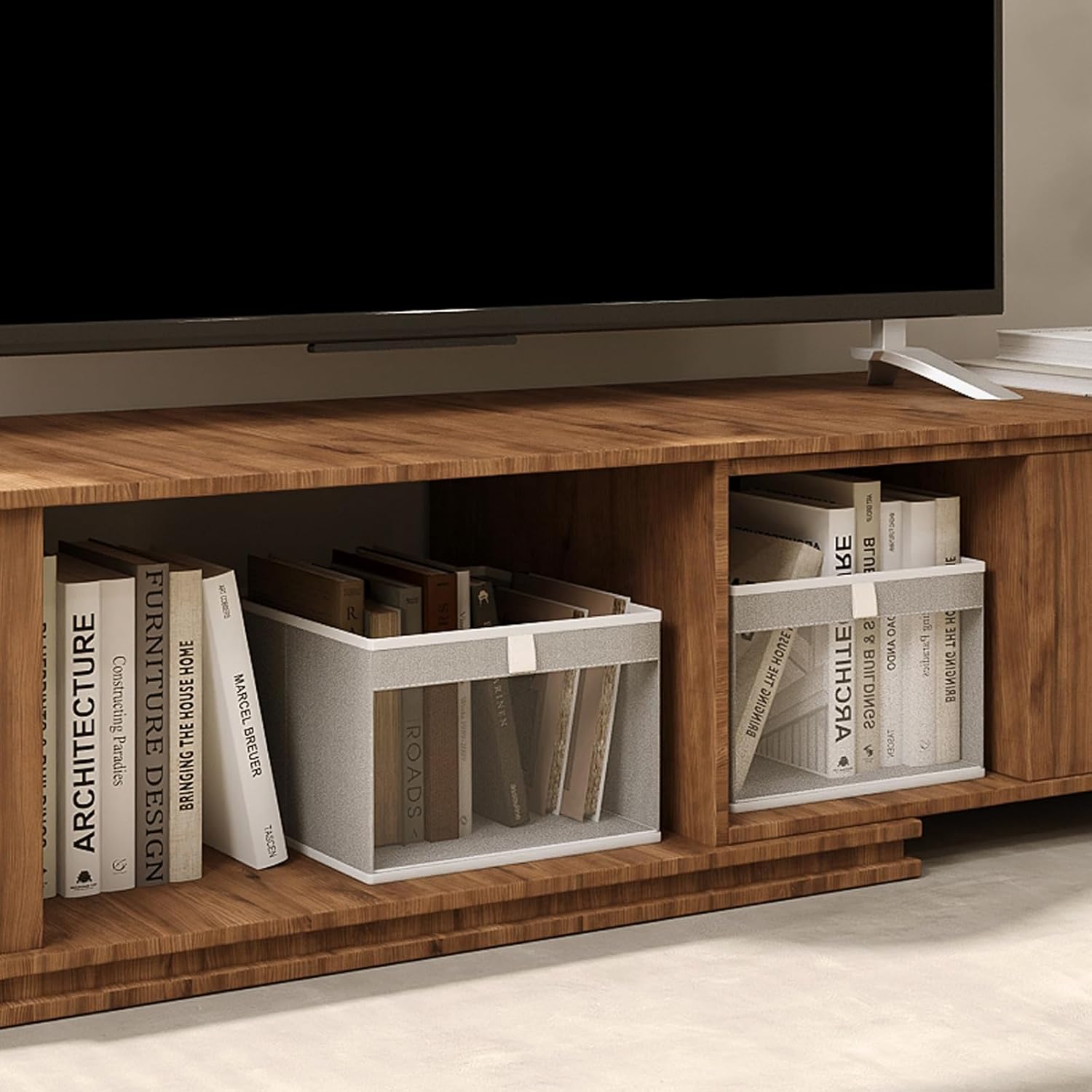 Linen Closet Organizers and Storage, Closet Storage Bins Basket Organizer, Foldable Organization Baskets with Mesh Window for Clothes Towels and Toys, 14.5" x 14.5" x 10.25", Gray, 2 pack