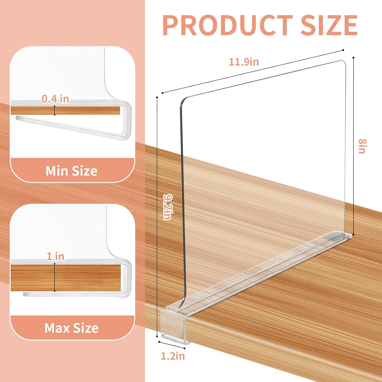 10 Pack Clear Shelf Dividers for Closets, Acrylic Dividers for Shelves, Closet Shelf Divider for Organization,Organizers & Separators for Shelf Storage, Home Closets, Cabinets